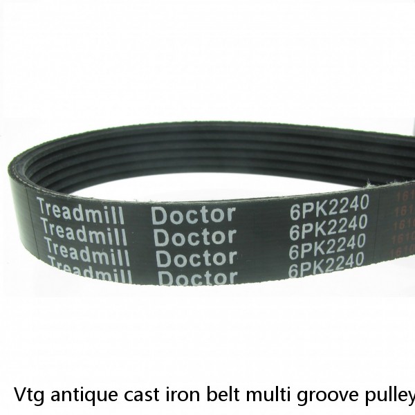 Vtg antique cast iron belt multi groove pulley farm industrial factory machine #1 image